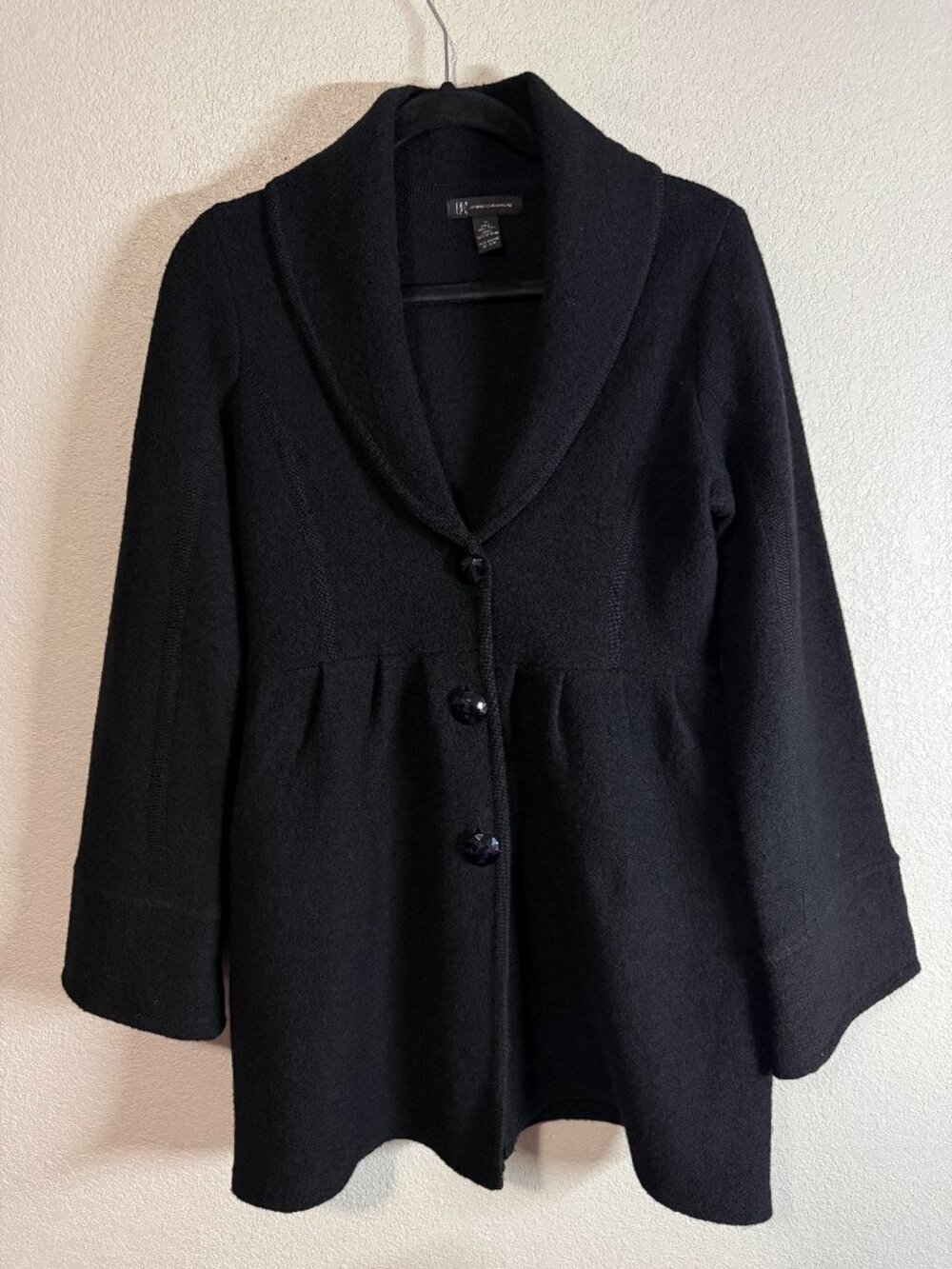 Womens INC International Concepts Black Wool Peacoat Jacket Size Medium M
